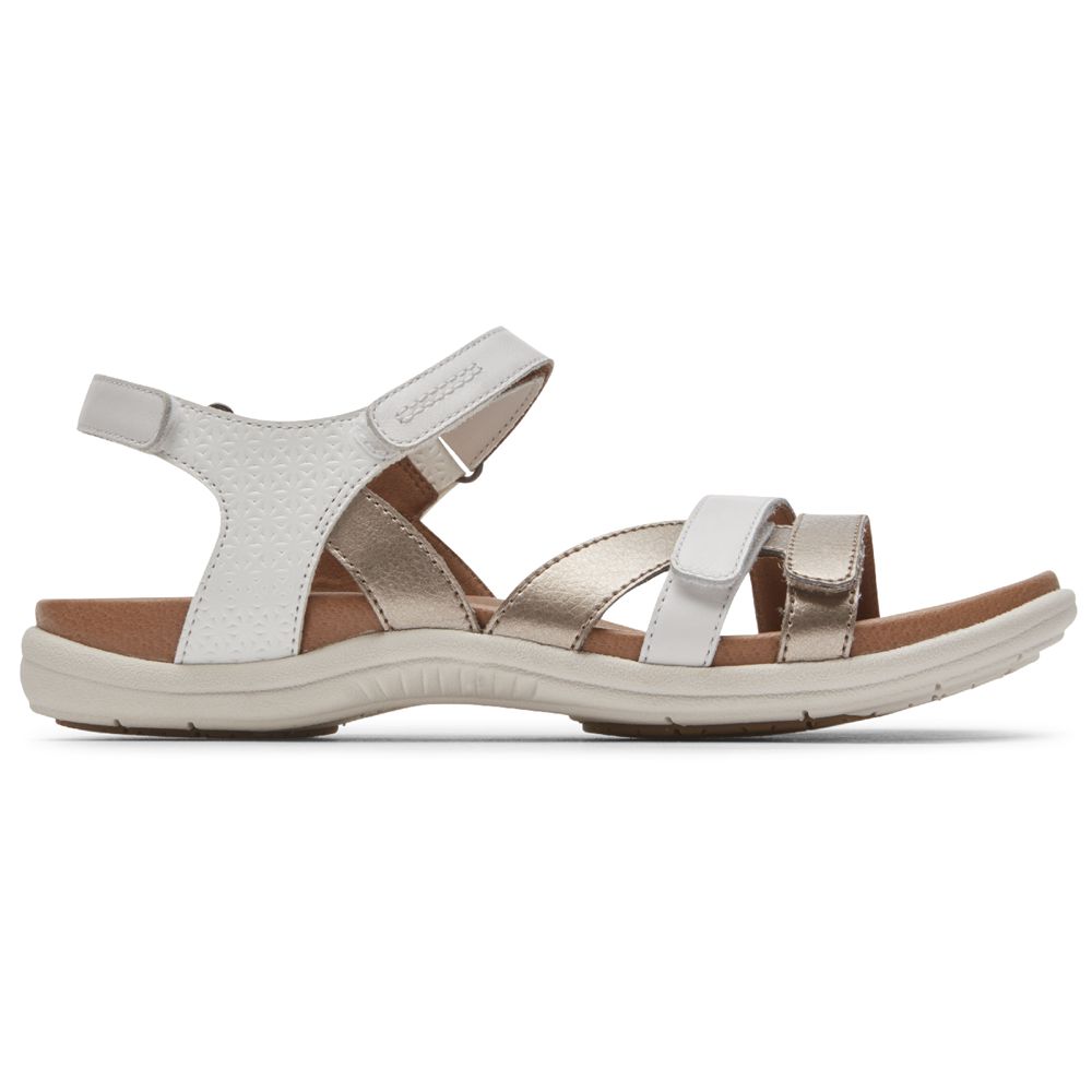 Rockport Cobb Hill Rubey 3-Strap - Womens Sandals - White - NZ (MQF-270695)